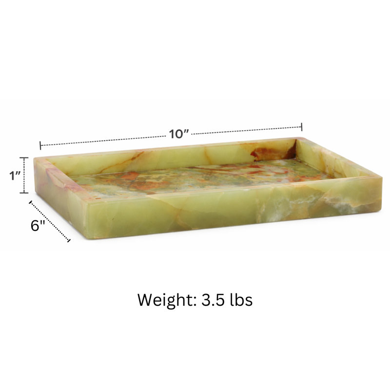 Plateau rectangulaire vert onyx - 10 x 6 x 1 po | Organisateur de maison et de bureau moderne et élégant