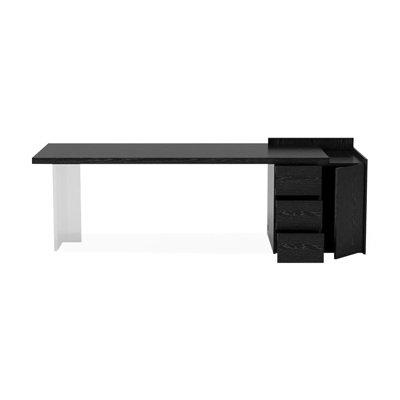 Black Rectangular Manufactured Wood + Acrylic with 3 drawers desk