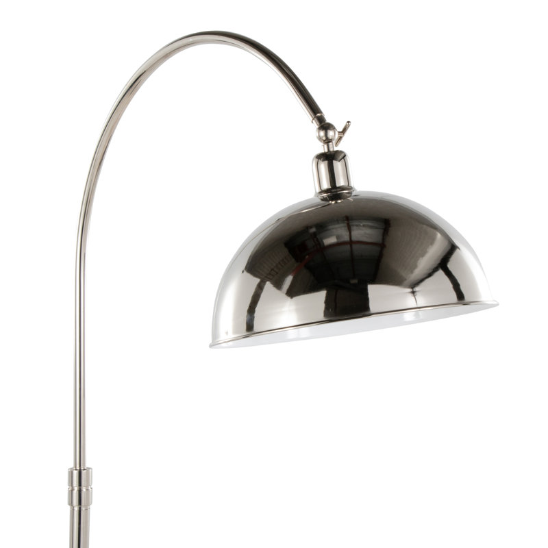 Lampe sur pied en métal en nickel poli et cristal K9 transparent avec accents en métal blanc