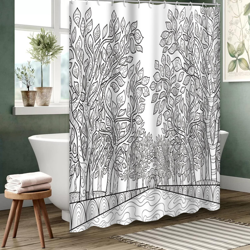 Rideau de douche à motif de feuilles Zen Doodle, L 72 po x l 78 po