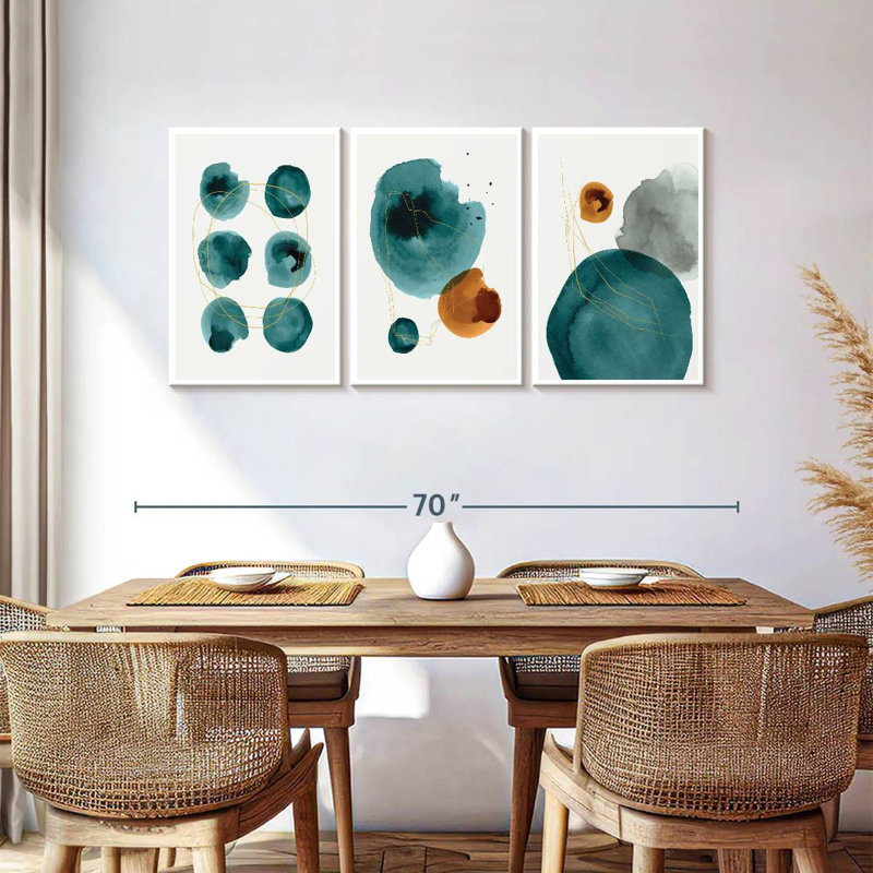 Avery Minimalist Teal Blots, 30" H x 62" W