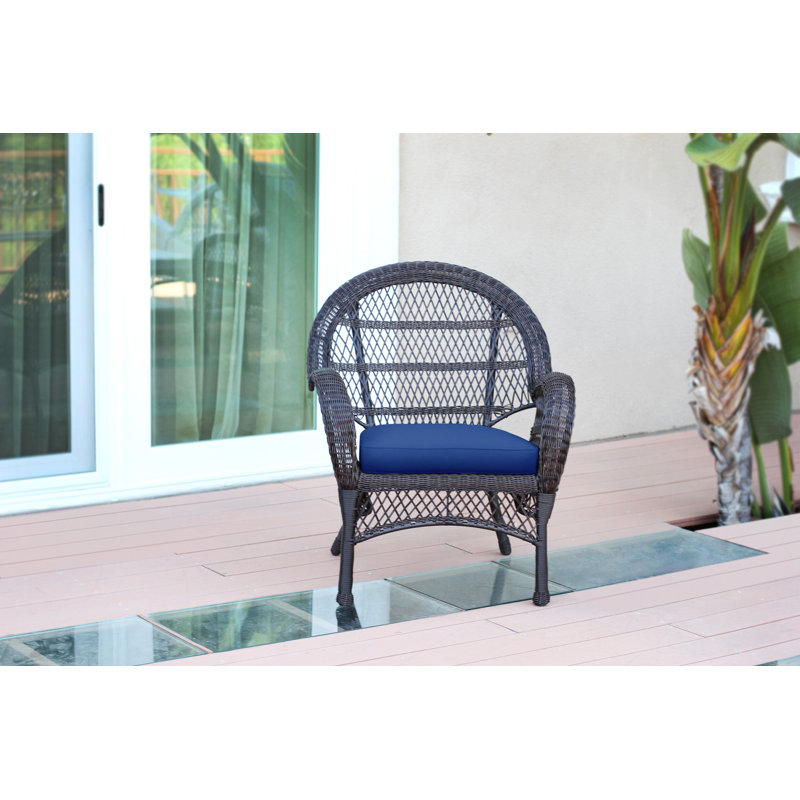 Bynum Wicker Outdoor Lounge Chair, Espresso, Midnight Blue