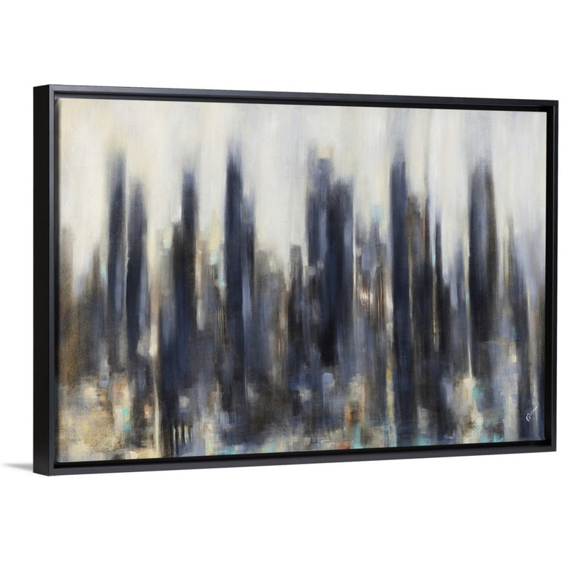 « ascendant hauters », peinture sur toile, H 17,7 po x l 25,7 po x p 1,75 po, Cadre flottant noir