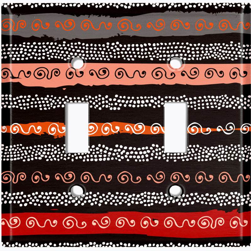 Metal Light Switch Plate Outlet Cover (Safari Pattern African Tribal Art Stripe   - Single Toggle)