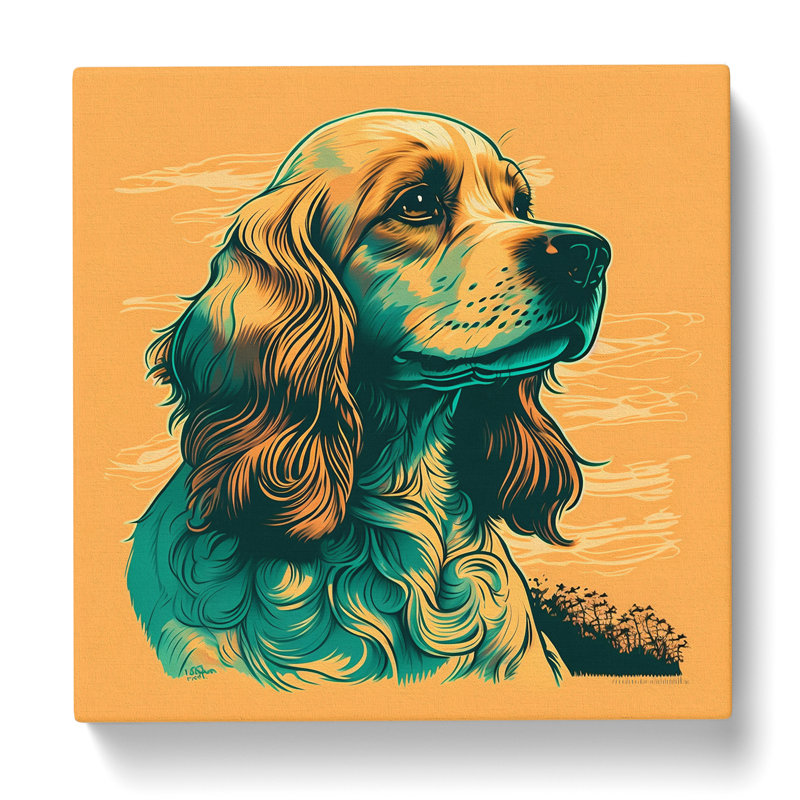 Cocker Spaniel Retro - Print, 35cm H x 35cm W x 3cm D