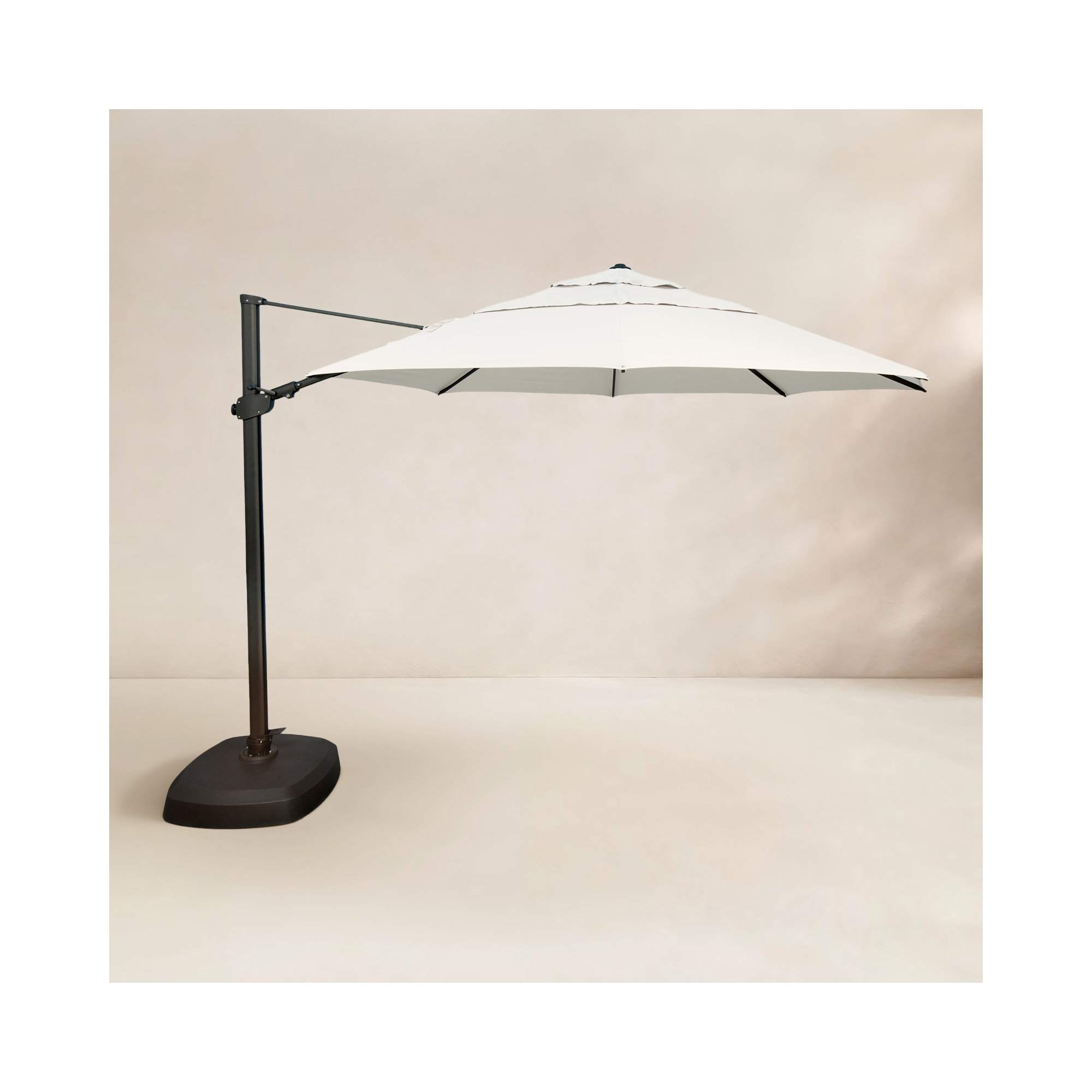 12.3' Cantilever Sunbrella® Umbrella, Black, White Sunbrella®