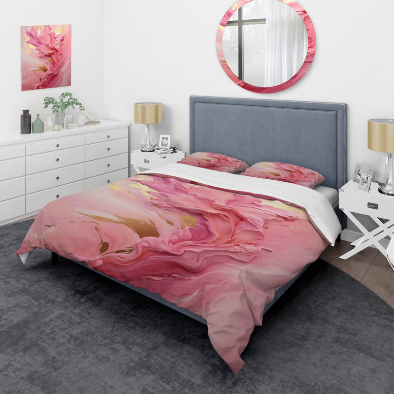 Ensemble de housse de couette Pink Radiant Dusk Dream II - Abstract Collages, Housse de couette pour lit simple