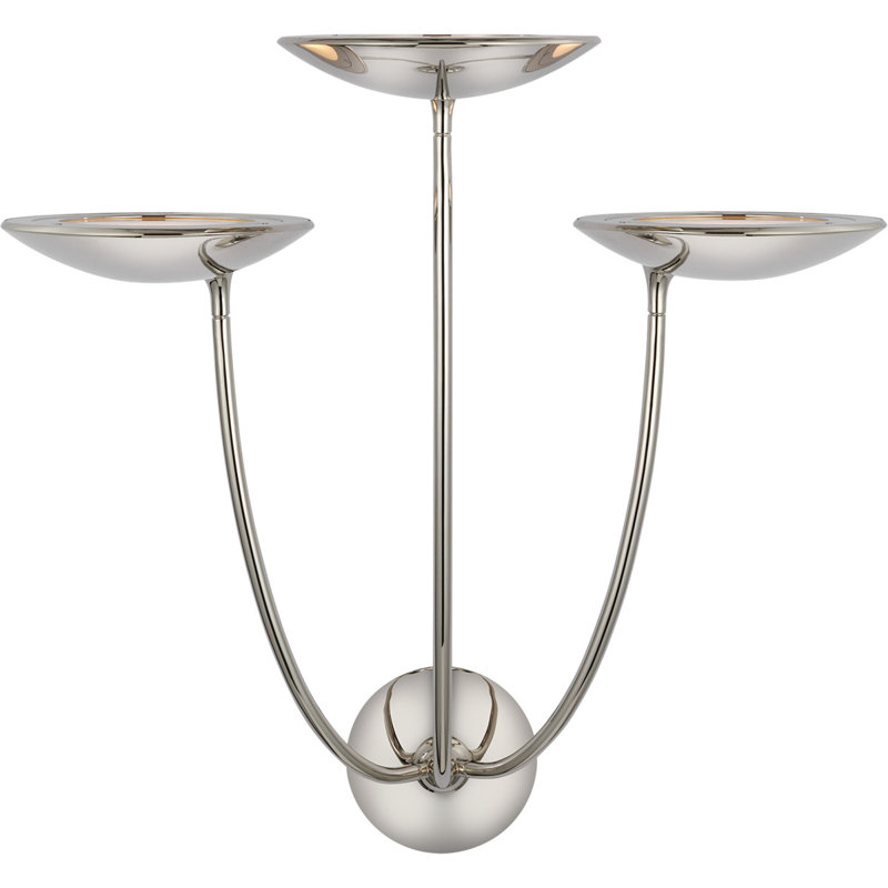 Thomas O'Brien Keira Large Triple Sconce, Polished Nickel