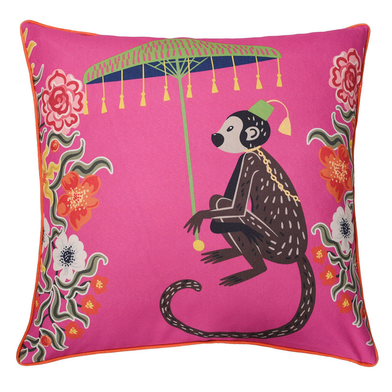 Vibrant Double-Sided Monkey and Cheetah Velvet Pillow