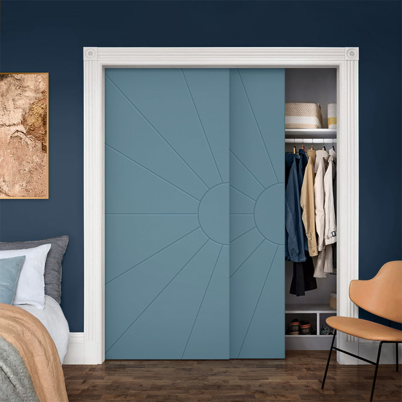 Portes de placard coulissantes à panneaux, Bleu dignité, 48 po x 84 po