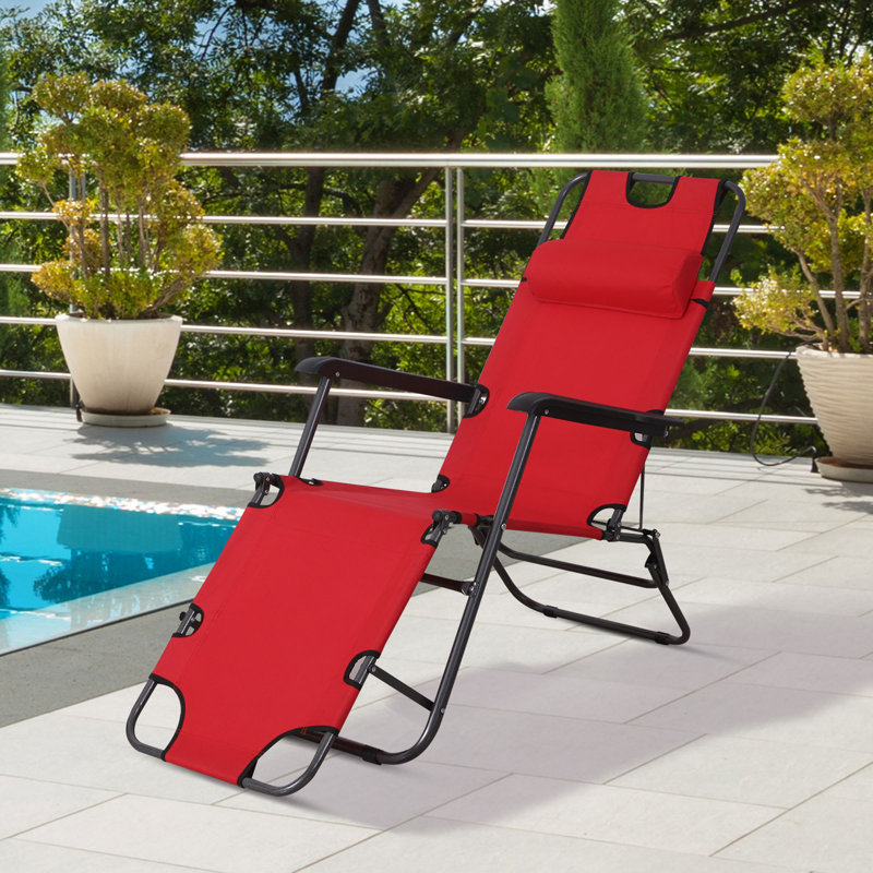 135cm Long Reclining Single Chaise with Cushions, Red