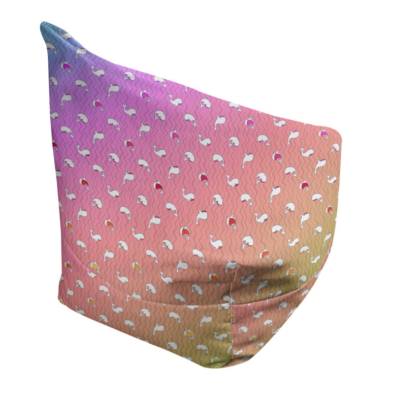 Sac de pois Kitterman, H 27 po x l 30 po x P 25 po, Housse de pouf, Mélange de polyester mauve / jaune / blanc