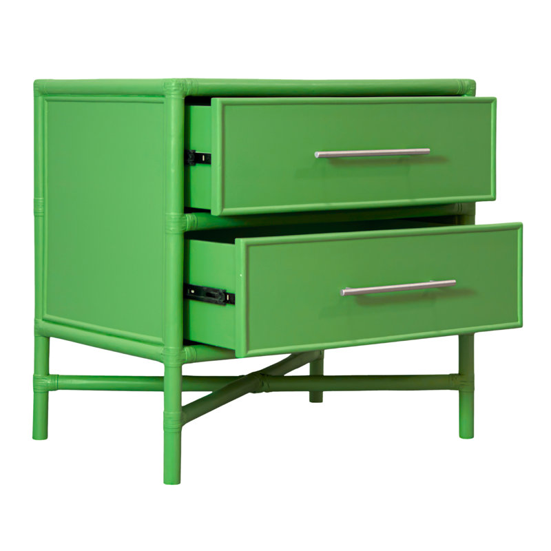 Table de chevet 2 tiroirs Venice Collection, Vert vif