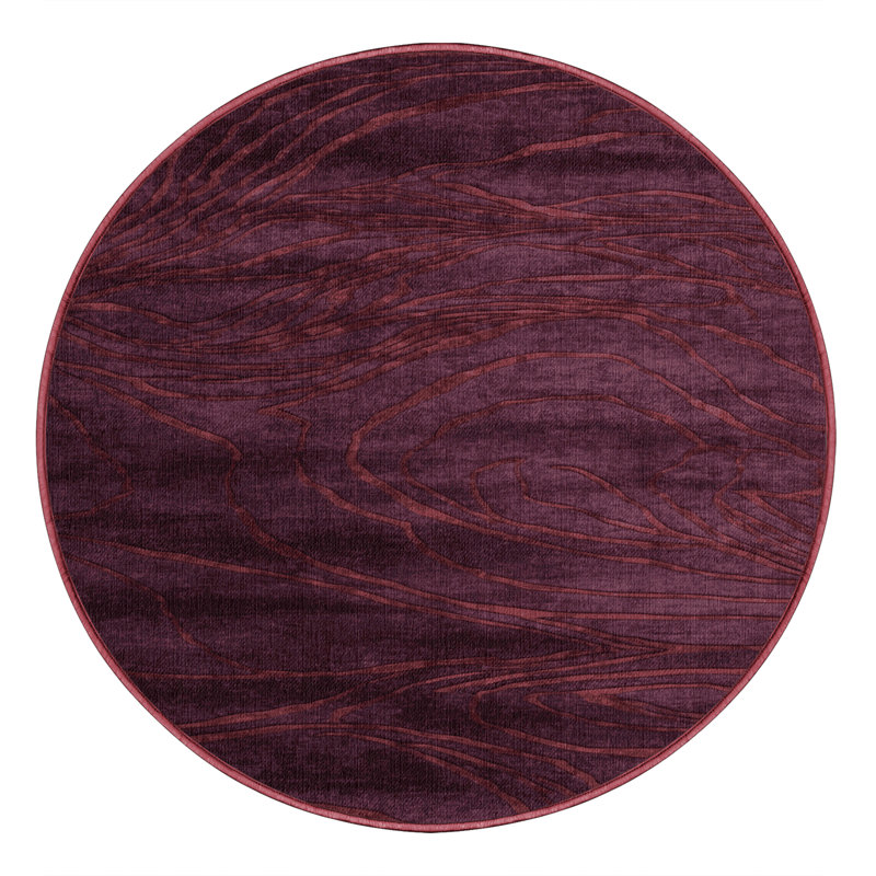 Tapis rouge abstrait lavable à la machine, Rond 3 pi