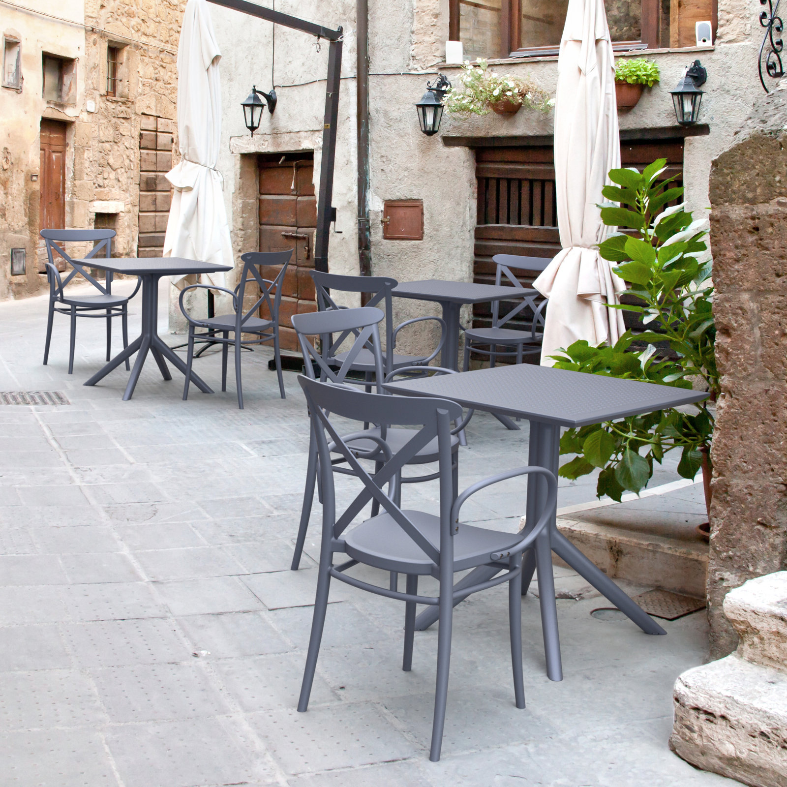Farrah 28" Patio Bistro Set, Dark Gray