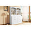 Élégante armoire de rangement pour salle de bain, grande armoire de rangement avec portes, tiroirs, tablette réglable et six tablettes ouvertes
