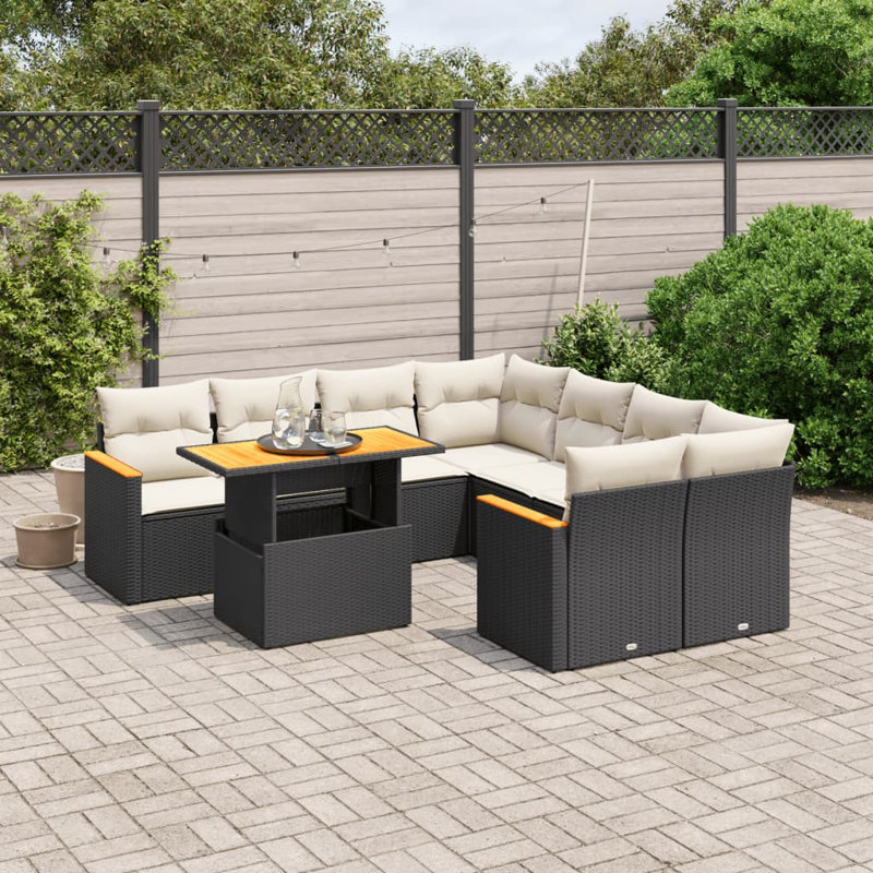 Ensemble de canapé de jardin Vidaxl noir, blanc crème