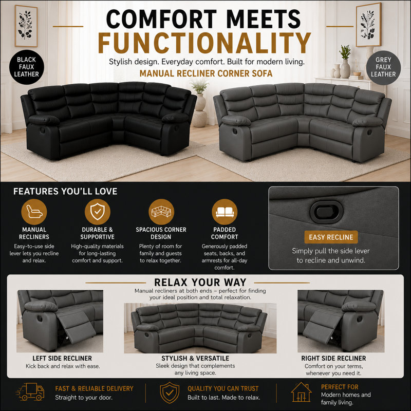 Sectional, Black Upholstery