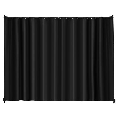 Paravent pour bureau et chambre à coucher, panneau noir en alliage d'aluminium de 121,5 po x 17,7 po et 96,7 po, support renforcé, flexible n'importe où, imperméable