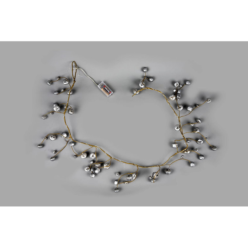 35cm Lighted Faux Garland with Lights, Silver