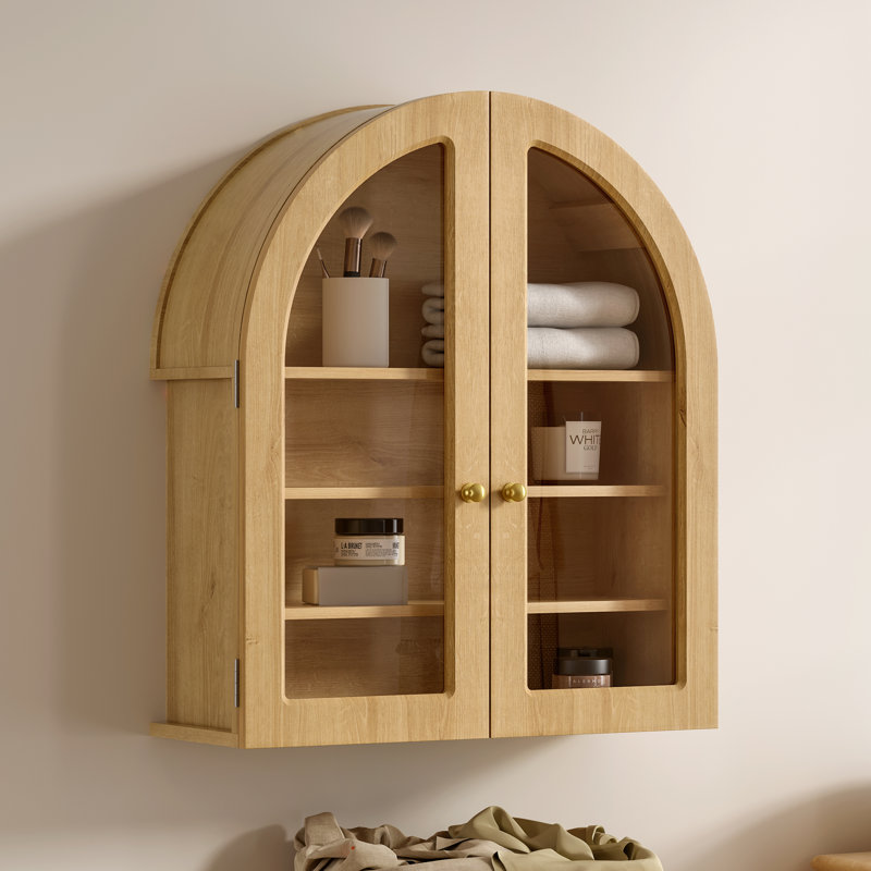 Armoire à pharmacie murale moderne avec tablettes réglables Modern Arch, Chêne, 1