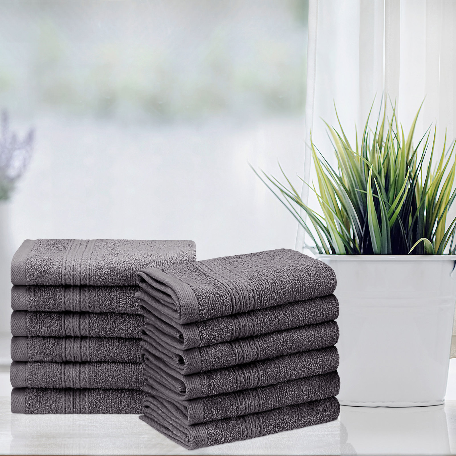 Simba Eco-Friendly Sustainable Cotton Washcloth Towel, Graphite