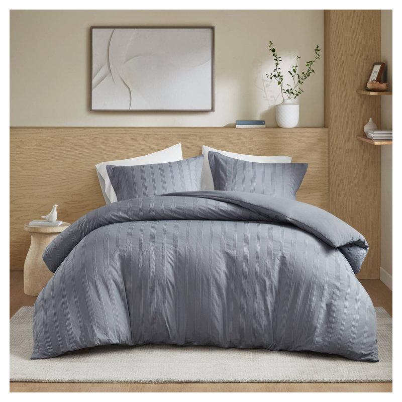 Ensemble de housse de couette 3 pièces, Housse de couette double / grand + 2 taies d'oreil, Gris