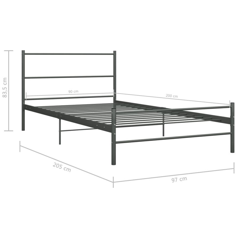 Del Mesa Metal Bed Frame, grey, 90 x 200cm
