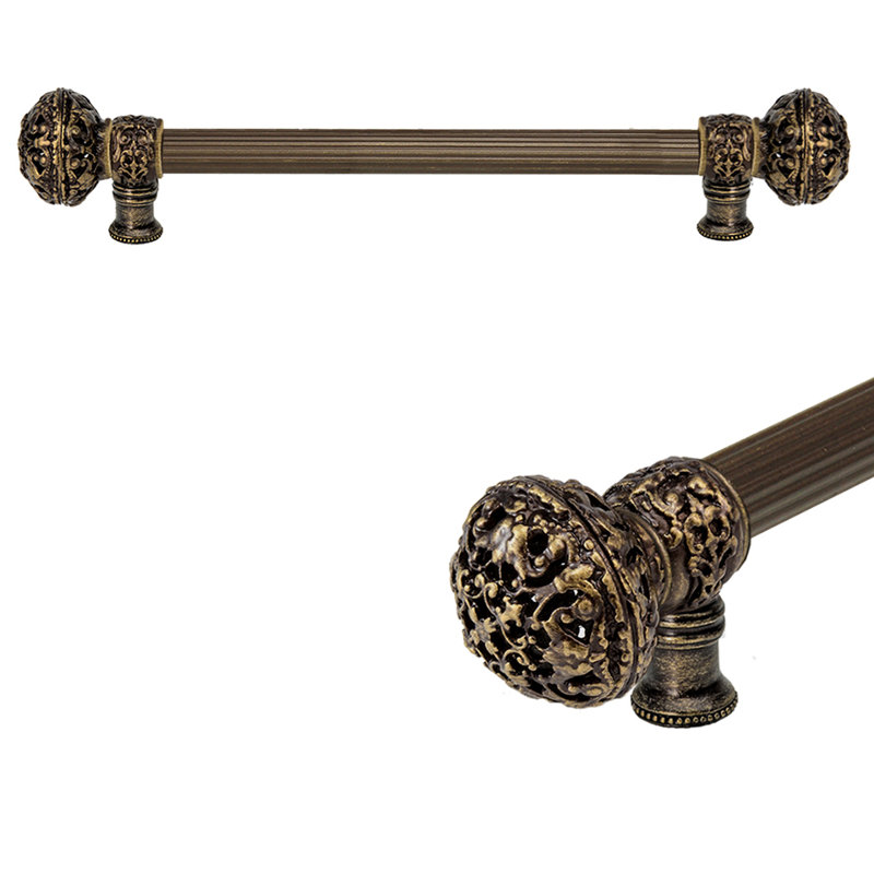 Juliane Grace 6 inches c.c. with 5/8 reeded center long pull large finial in Chalice, 12", Antique Brass