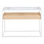 Contemporary Console Table In White Metal, Natural Wood, And Clear Glass