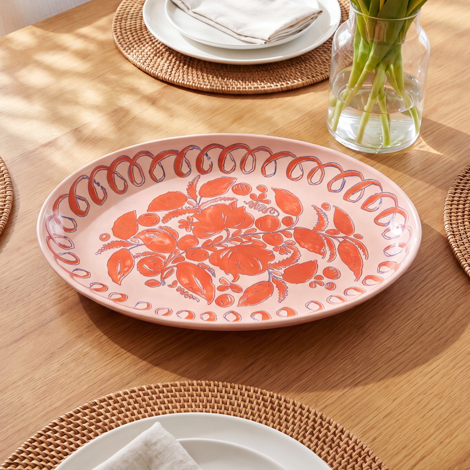 Oval Serving Tray, Pink