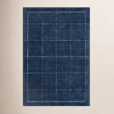 Mallory Hand-Tufted Marine Blue Geometric Rug