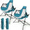 Chaise de camping hamac, chaise berçante pliante portative, chaise pivotante à dossier réglable en alliage d'aluminium avec porte-gobelet d'oreiller, fauteuil inclinable avec sac de transport pour la cour extérieure, bleu (2 pièces)