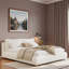 Lit plateforme tapissier avec 2 coussins amovibles et pieds en bois