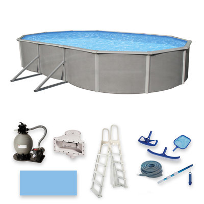 Piscine ovale de 18 pieds x 33 pieds de 52 po Blue Wave Belize