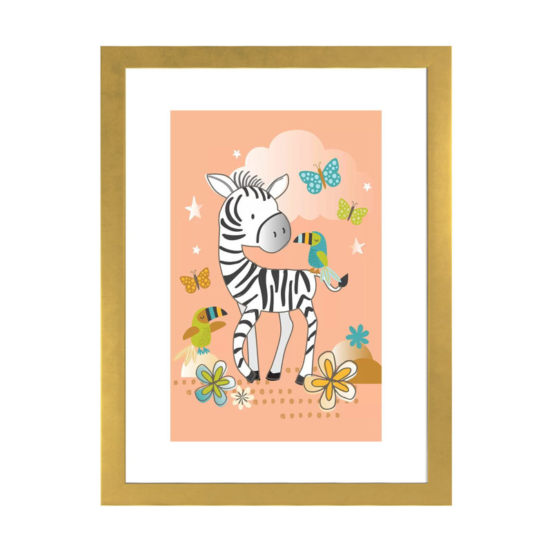 «Jungle Nursery II» par Lisa White boutons - impression d'art graphique, H 32 po x l 24 po x P 1 po, Papier encadré doré