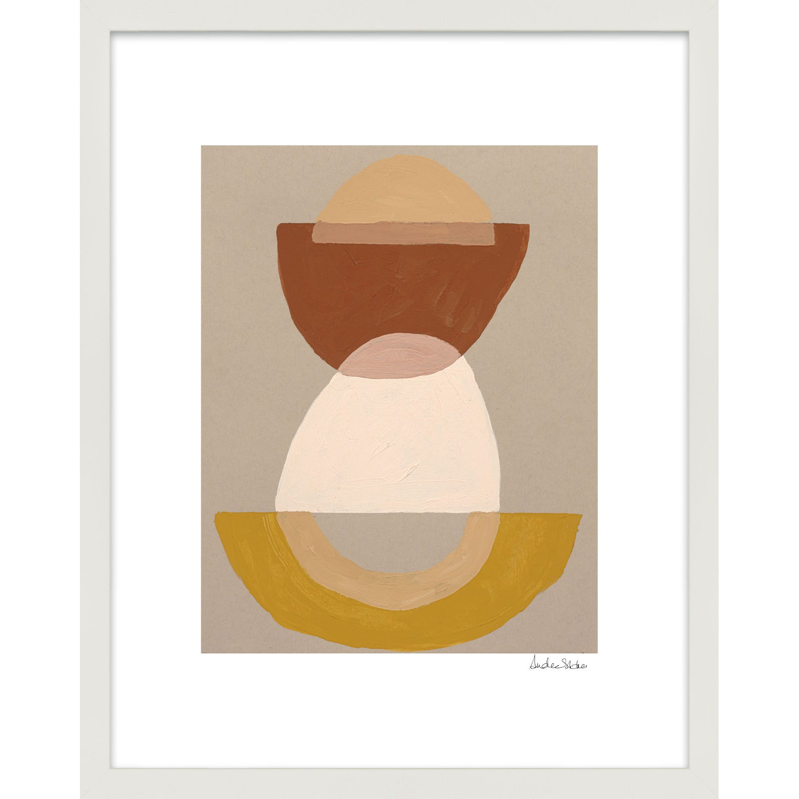Composition 01 by Andrea Stokes, 38" H x 30" W x 1.25" D, White Framed