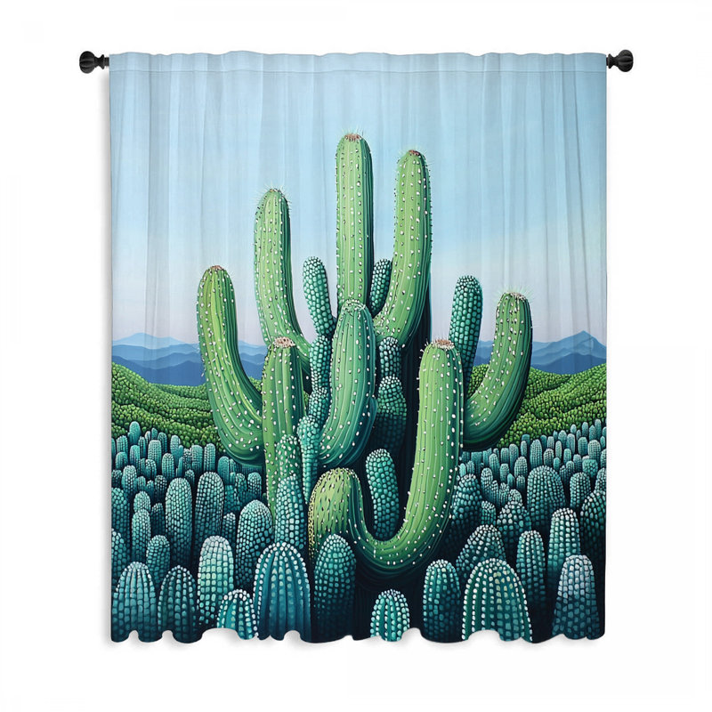 Rideaux de fenêtre Cactus Field, L 50 po x L 96 po
