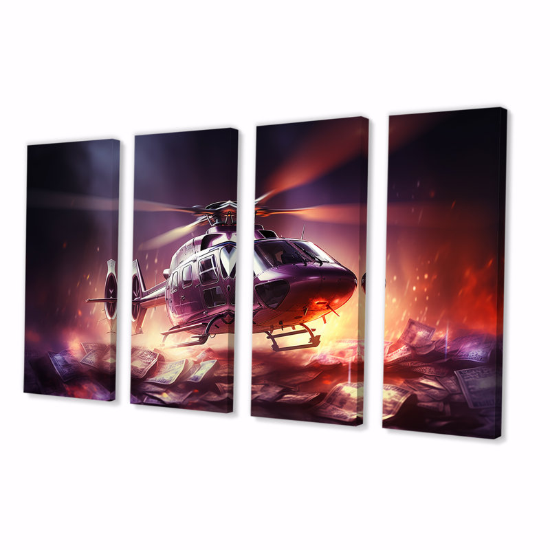 Ensemble de décoration murale héliportée 4 pièces, H 32 po x l 64 po