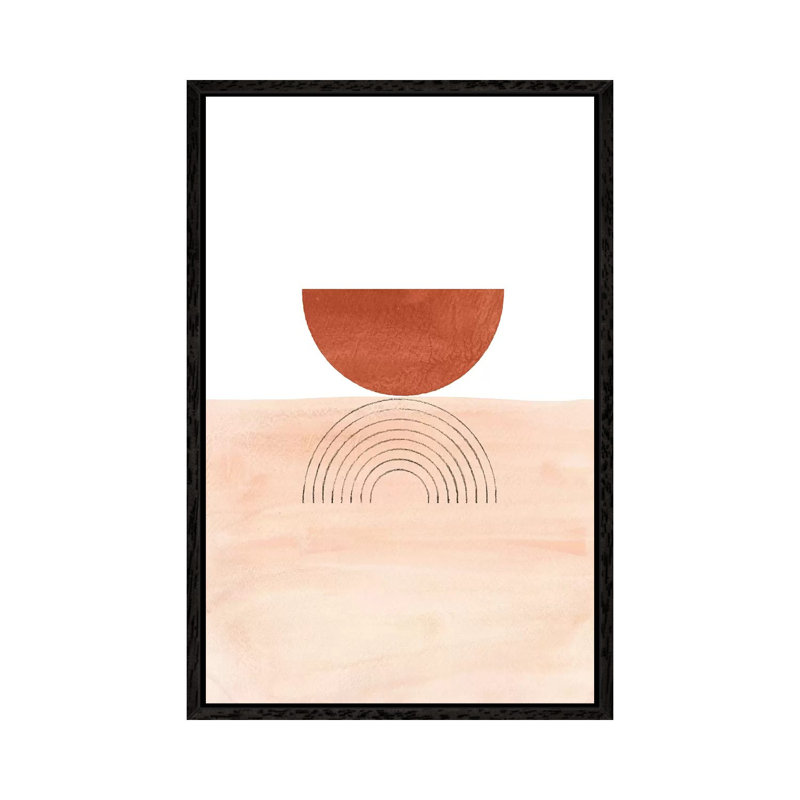 Geometric Horizon by Whales Way - Painting on Canvas, 101.6cm H x 66.04cm W x 3.81cm D, Black Framed