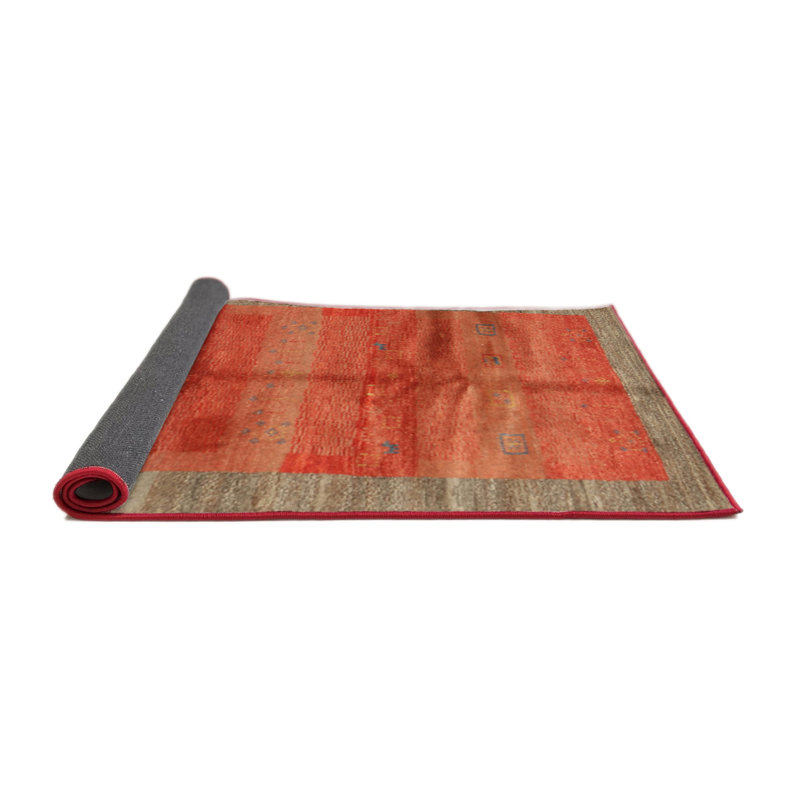 Tapis de zone rouge/vert contemporaine, Rond 8 pi