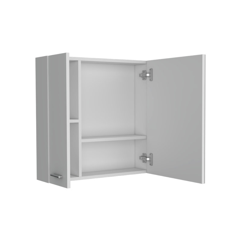 Armoire à pharmacie élégante avec quatre tablettes internes, Blanc