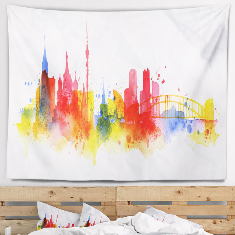 Tapisserie de skyline de moscou Cityscape, H 32 po x l 39 po