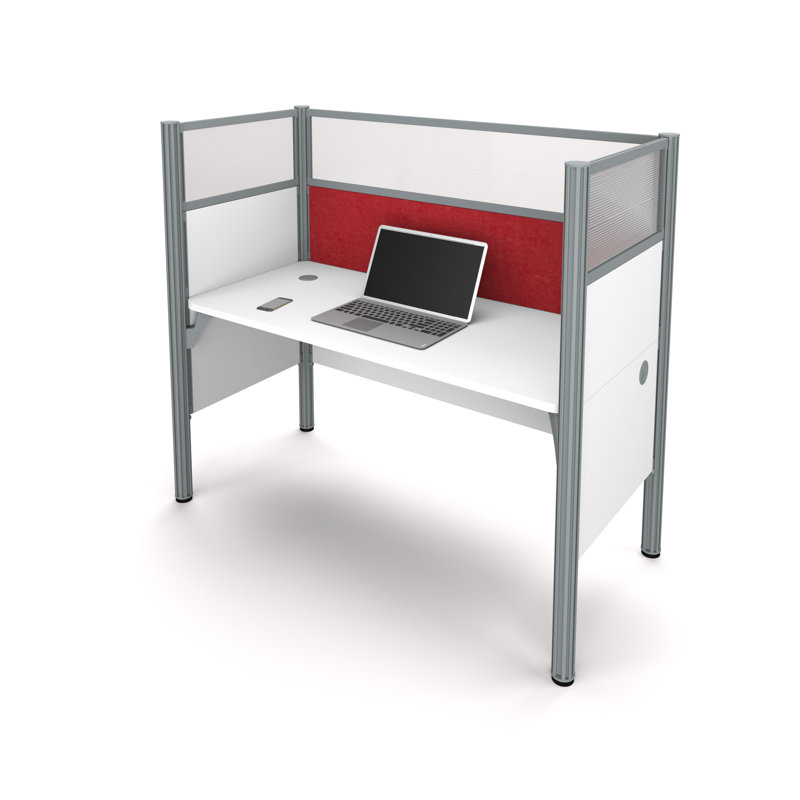 Pro-Biz Rectangle 1 Person Cubicle, White/Red