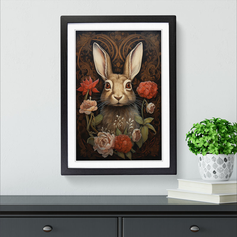 Hare Renaissance No.2 - Framed Print, 64cm H x 46cm W x 2cm D, Black