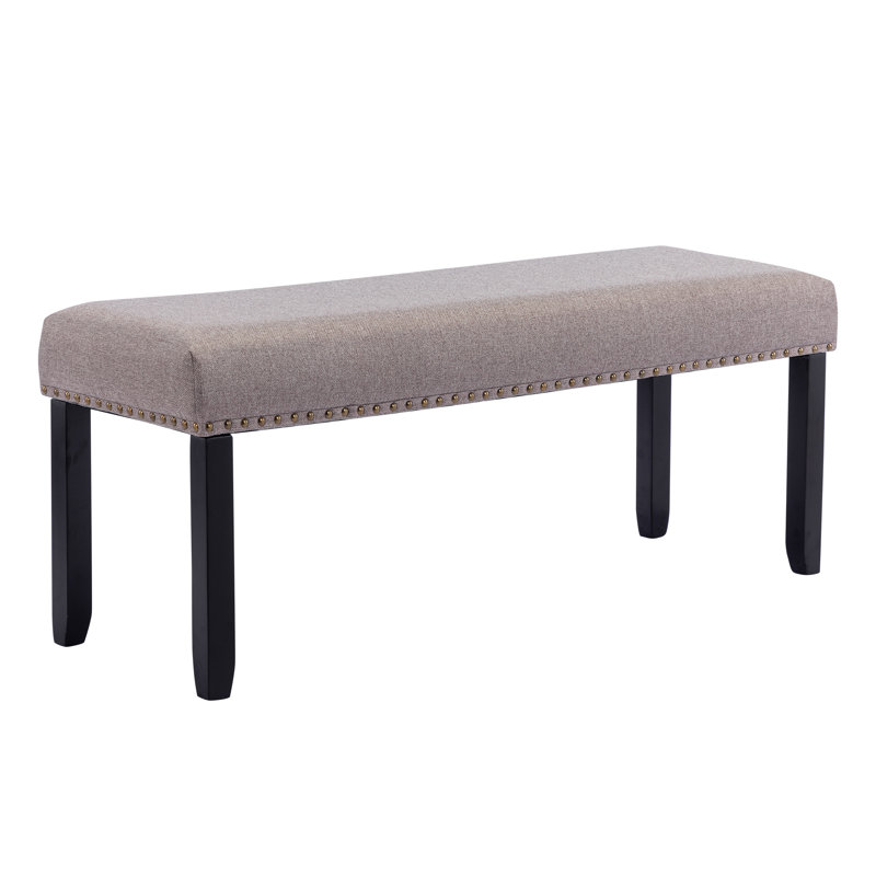 Syne Linen Upholstered Bench, Khaki