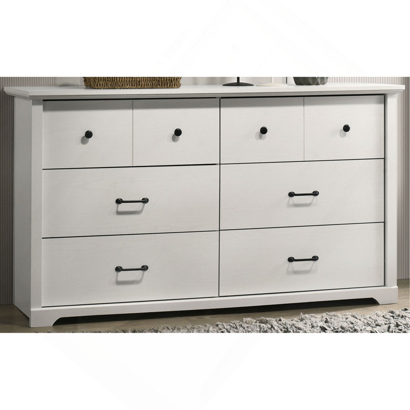 Commode 6 tiroirs avec poignées, Blanc