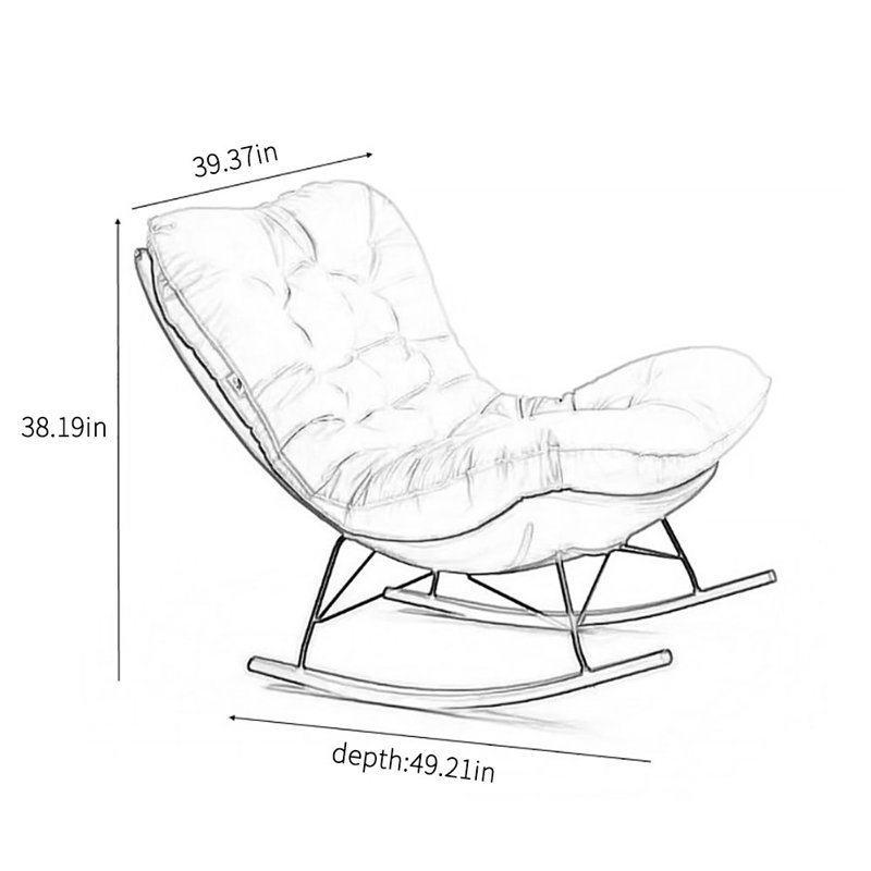 Chaise berçante de luxe à bascule simple de luxe nordique, Blanc