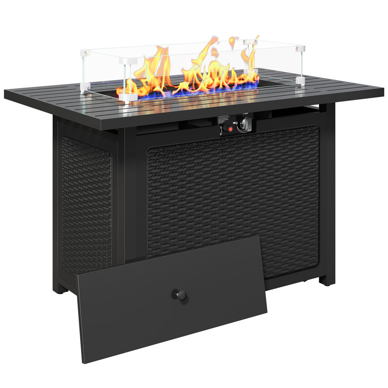 Celyn Rosalin 27'' H x 43'' W Steel Propane Outdoor Fire Pit Table with Cover