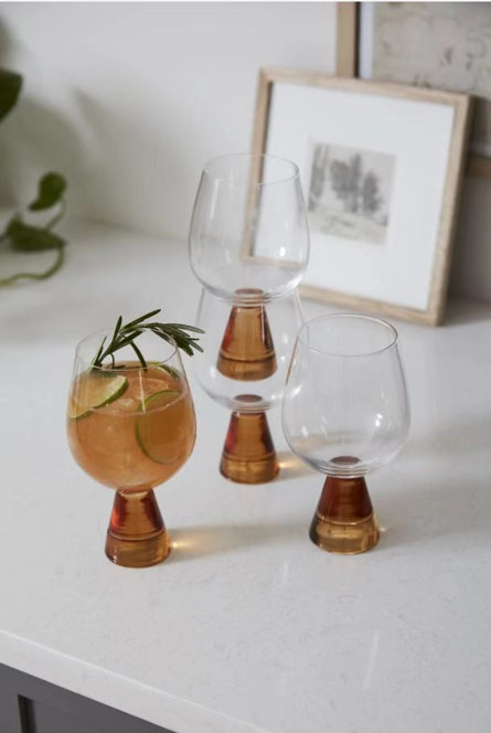 Harper Amber Stem Wine Glass